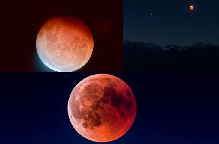 Super Blood Moon 2021 कहीं खाली आसमान तो कहीं तारों के बीच दिखा खूबसूरत सुपर ब्लड मून का नजारा!