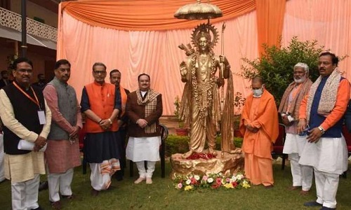 लखनऊ दौरे पर जेपी नड्डा,  भाजपा मुख्यालय में ‘राम’ की प्रतिमा का उद्घाटन किया