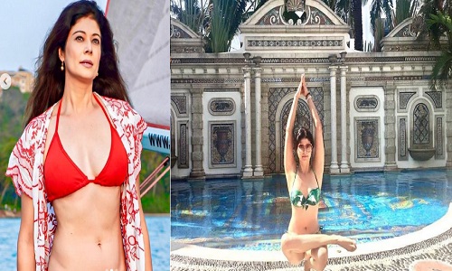 Pooja Batra ने बिकिनी पहन फ्लॉन्ट की टोन्ड और फिट बॉडी, अनोखे अंदाज में किया पादंगुष्ठासन योग