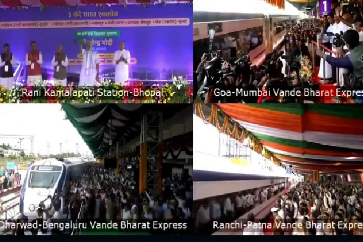 PM Modi ने भोपाल में पांच Vande Bharat Express को दिखाई हरी झंडी, ट्रेन में छात्रों से की बातचीत