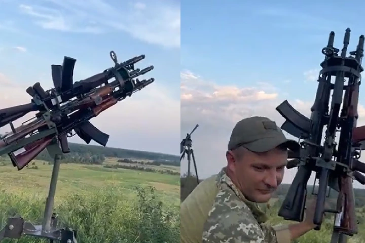 Ukraine सेना ने ऐसा लगाया जुगाड़! छह AK-74 को जोड़कर बनाया ड्रोन किलर हथियार